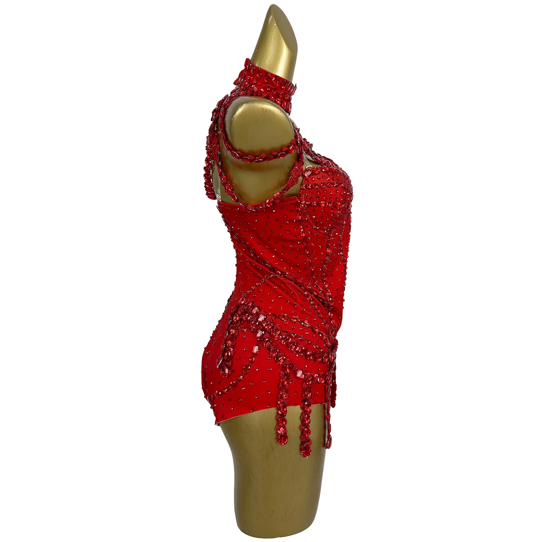 Sparkly Rhinestone Crystal Fashion Luxury Bodysuit Tassel Spandex Elastic Nightclub Party  Stage Performance Outfit Xiaohong