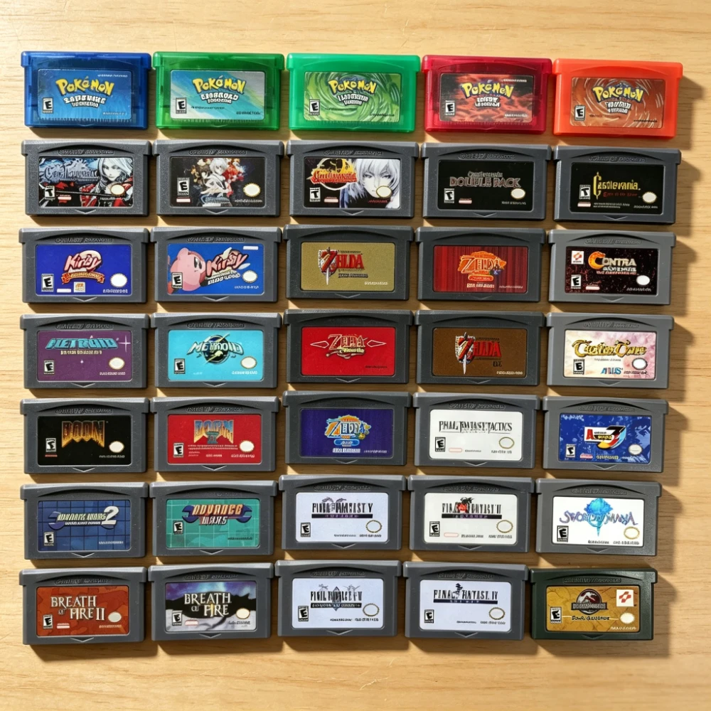 GBA USA Video Game Cartridge 32 Bit Games Card Pokémon Turbo Revival Klonoa Advance Wars Shining Soul Metal Slug Breath Fire view 2