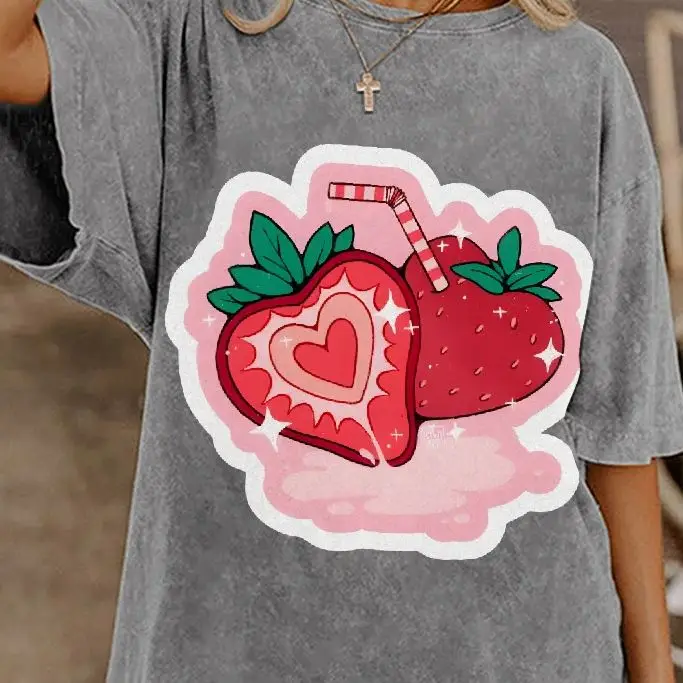

Women's Casual Graphic Tops Y2K Vintage Washed Cotton Tee Unisex Fit Relaxed Feel Breathable Everyday Gym Customscool