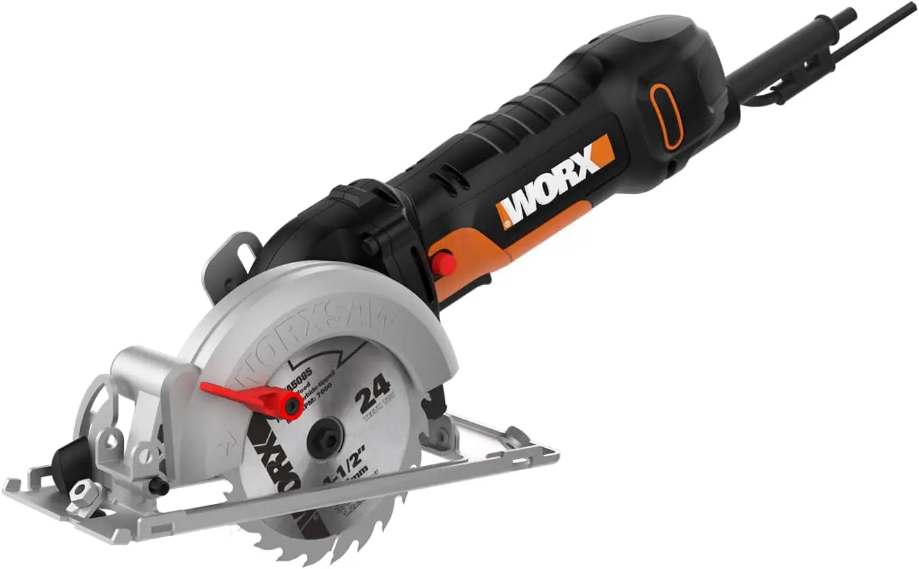 

4.5 Amp Compact Electric Circular Saw for DIY Projects, 2" Cutting Depth, Easy Adjustments