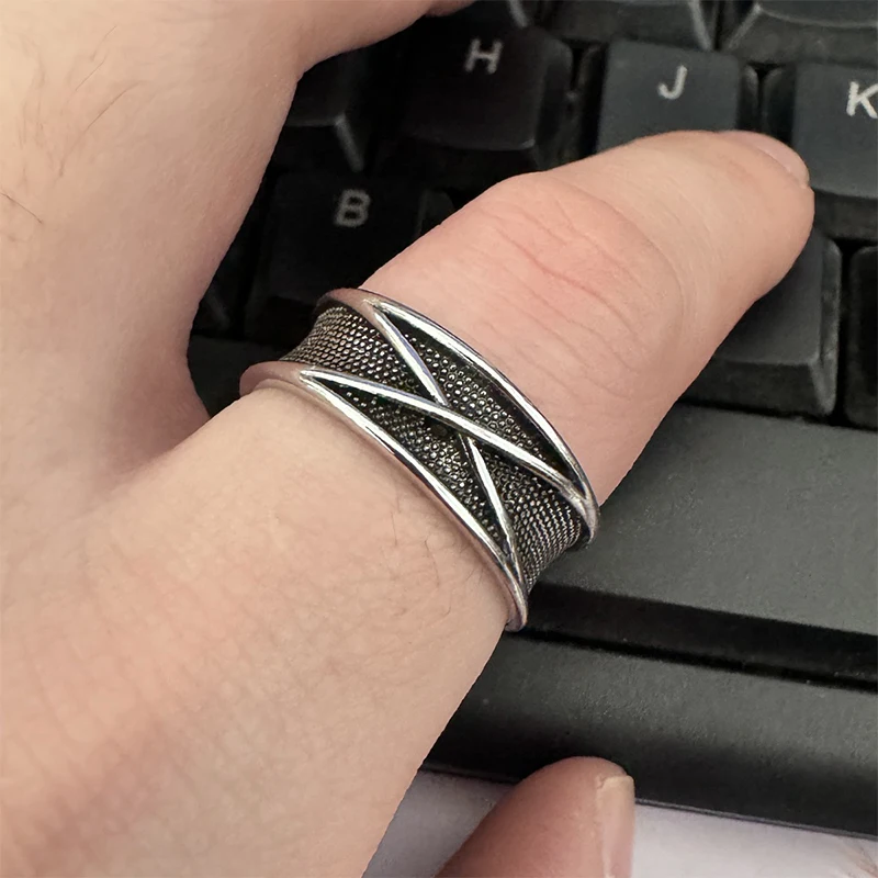 2025 New Retro Time Space Goku Black Ring Punk Gothic Open Design Handmade Unisex Jewelry For Men