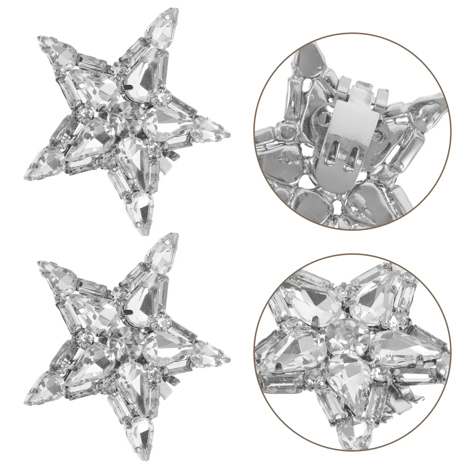 

1 Pair Detachable Shoe Buckle Star Rhinestone Silver Crystal Clips Wedding Bridal Prom Party Shoes Decoration Accessories