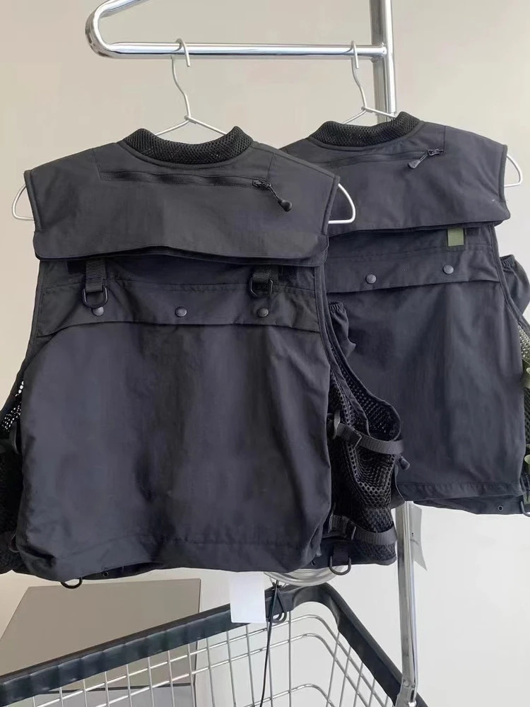 Street Handsome Men Women Shoulder City Functional Style Fishing Splicing Vest Outdoor Camping Travel Multi Pocket Vest