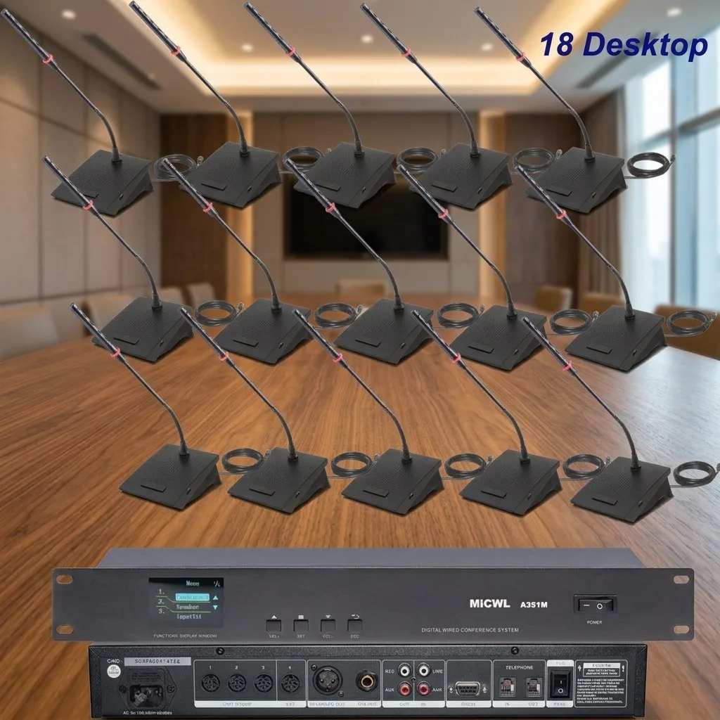 Pro 18-Piece Wired Gooseneck Conference Discussion Speech Public Broadcast System Desk Microphone Mic Set WL A351M-A17