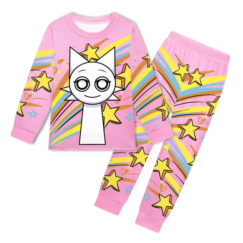 귀여운 소년 스프런키 플러시 의류 키즈 게임 인크레디박스 파자마 소녀 긴팔 티셔츠 바지 2종 세트 아동 봄 잠옷