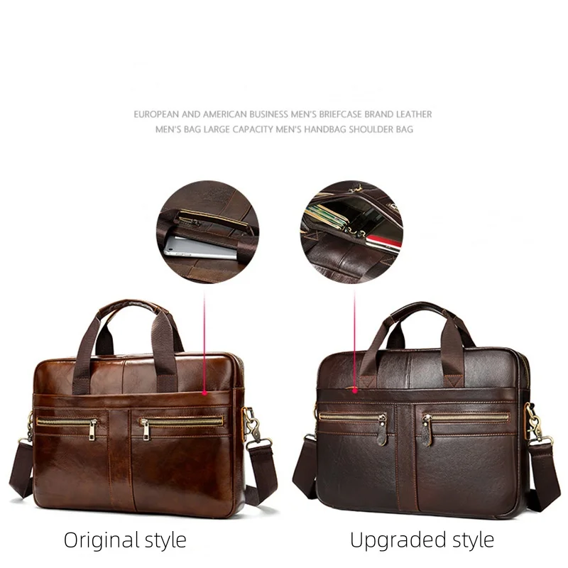 Men\'s Genuine Leather Laptop Bag Men\'s Briefcase Office Bags For Men Natural Leather Briefcase Porte-Documents Bags