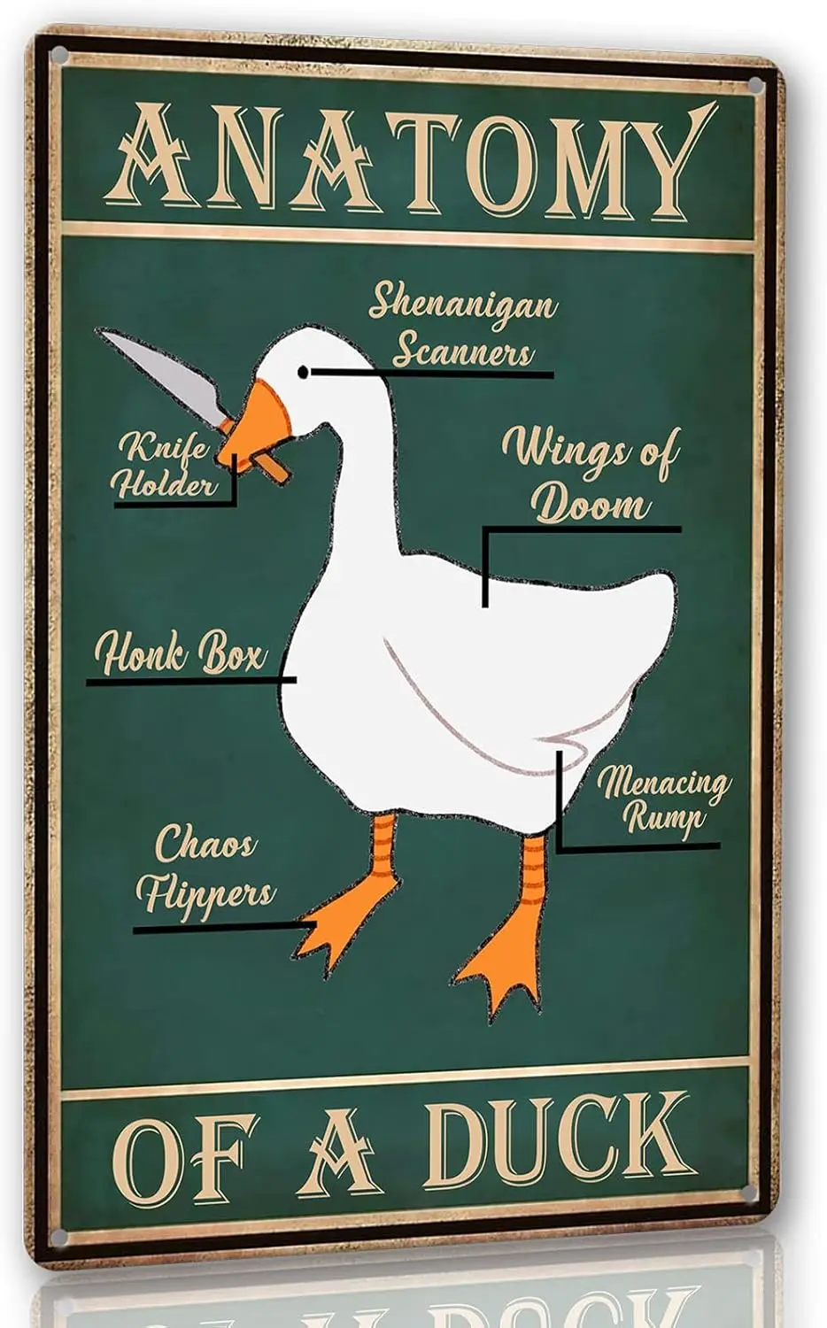 Retro Duck Knowledge Metal Tin Sign Magnetic Goose Anatomy Duck Wall Art Decor Pathetic Duck Bathroom Poster Funny Street Signs