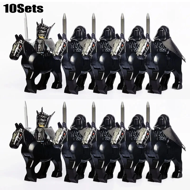 new 10sets Knights Dark Sauron Battle Five Armies with Sword Rohan with horse blocks kids toy