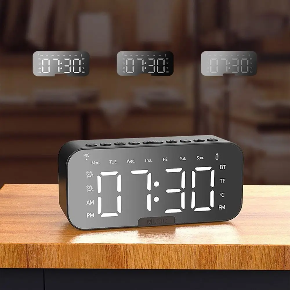 5-in-1 FM Radio Alarm Clock Reminder LED Digital Display Digital Table Calendar Speaker USB Rechargeable Electronic Alarm Clock