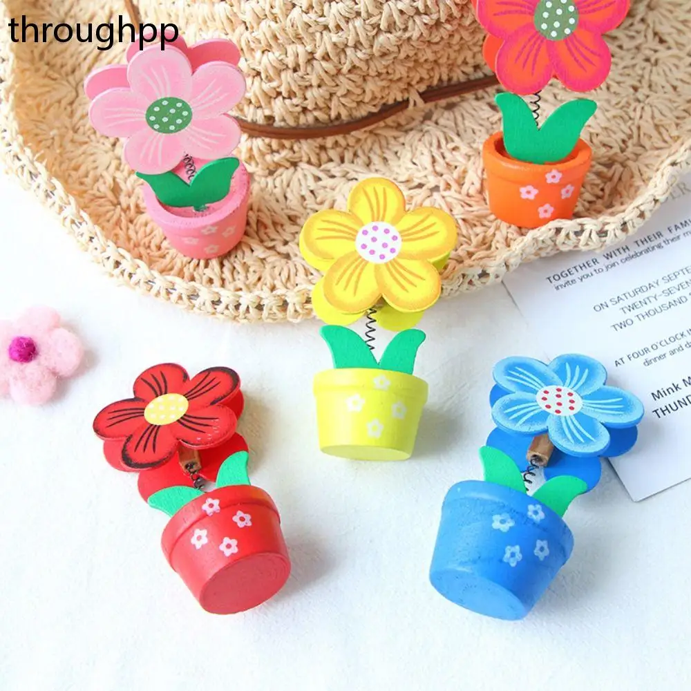 

Cute Flower Wooden Photo Note Holder with Clip Name Card Message Memo stand Desk Decoration Office Stationery organizer
