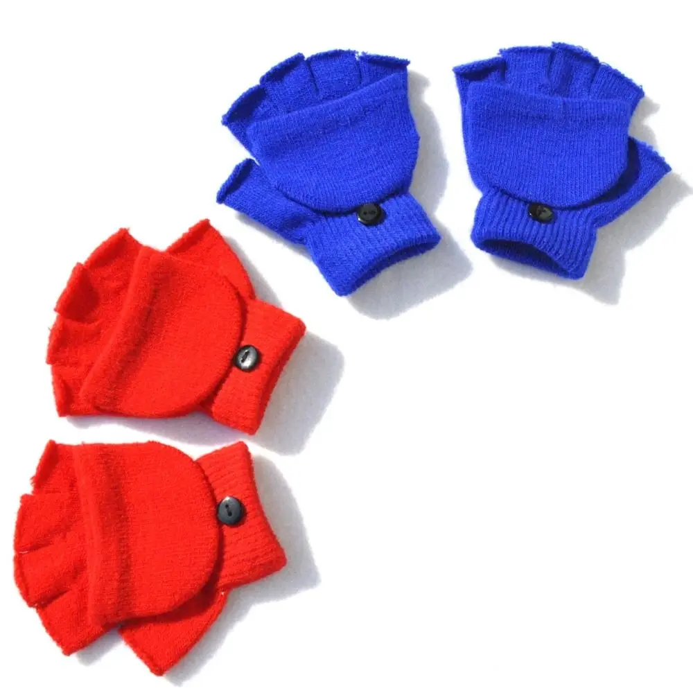 

Утепленные детские вязаные перчатки для детей 5-11 лет, теплые зимние теплые варежки с откидной крышкой, бархатные перчатки без пальцев с героями мультфильмов для мальчиков и девочек