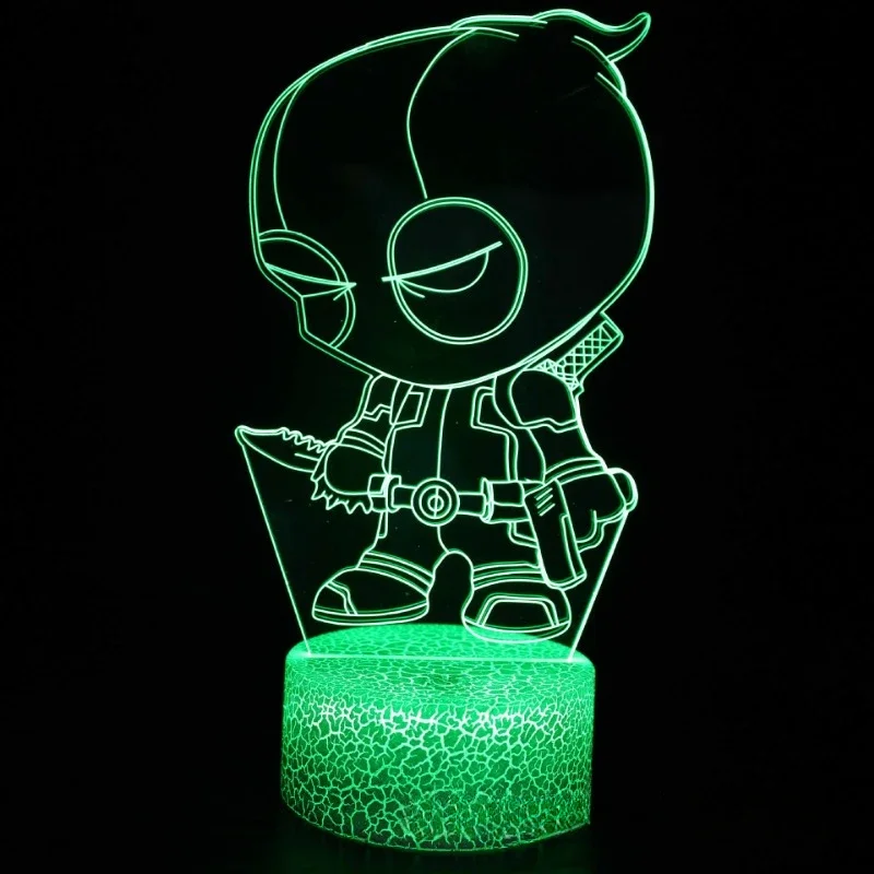 Marvel Avengers Anime 3D LED Nightlights Deadpool Lamp Colorful Changing Usb Night Lights Table Lamp Kid Christmas Birthday Gift