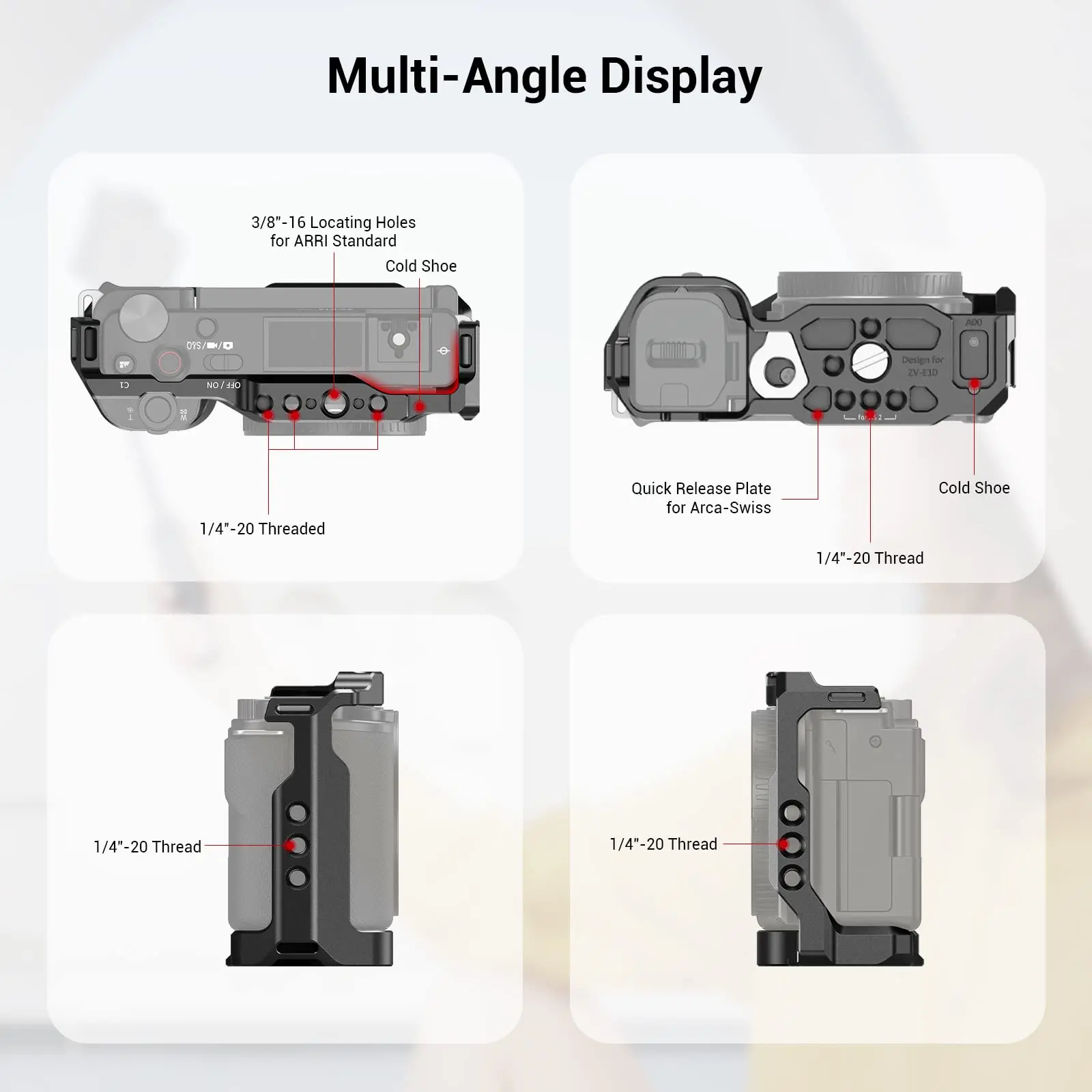 SmallRig for Sony ZV-E10 Cage with Built-in Quick Release Plate for Arca-Swiss and Cold Shoe for Sony ZV-E10 Camera Case -3531B