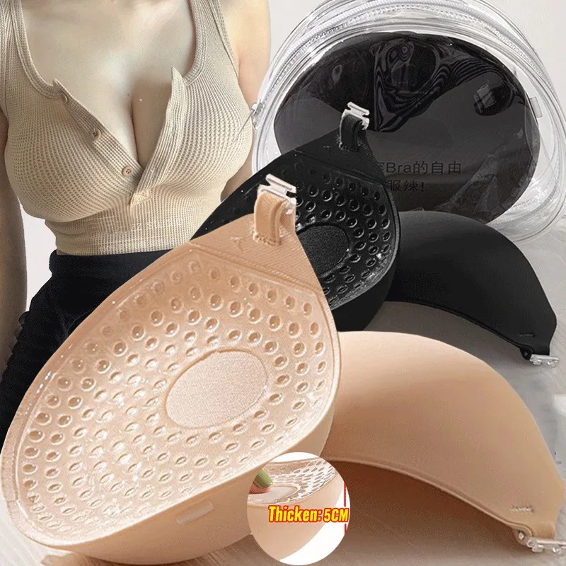 5cm Thickeness Breathable Adhesive Bra Silicone Nipple Tape Front Push Up Bra Reusable Invisible Strapless Chest Sticker