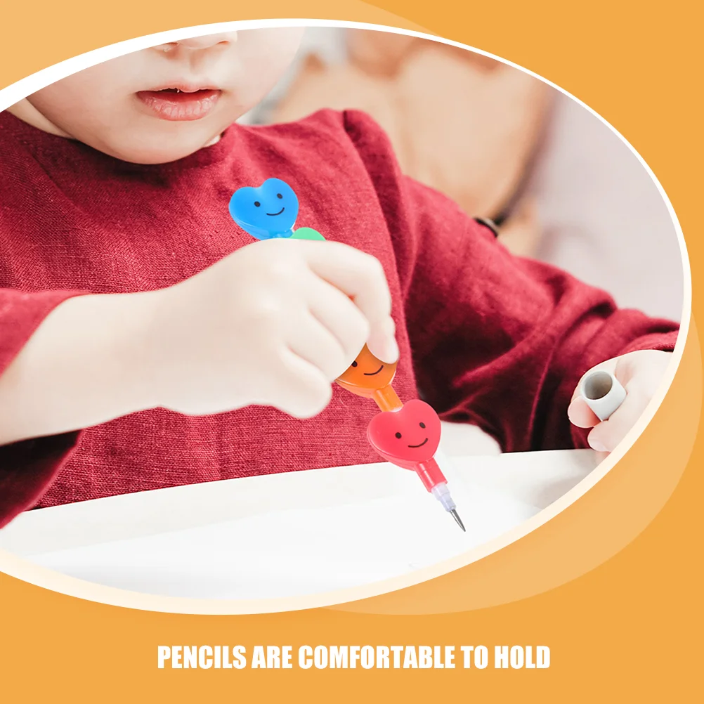 25 шт. карандаш в форме сердца, штабелируемые карандаши с героями мультфильмов, милый почерк, креативный пластик для детей, студентов