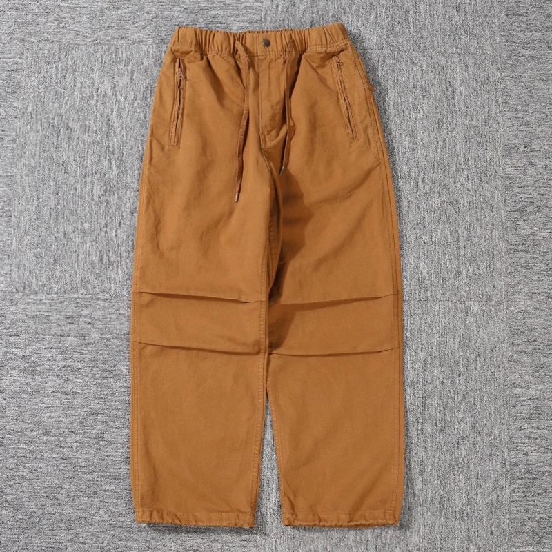 

Мужские повседневные брюки в японском ретро-стиле, свободные, прямого кроя, для активного отдыха, рабочие, осенне-зимние, дышащие, со средней посадкой на талии