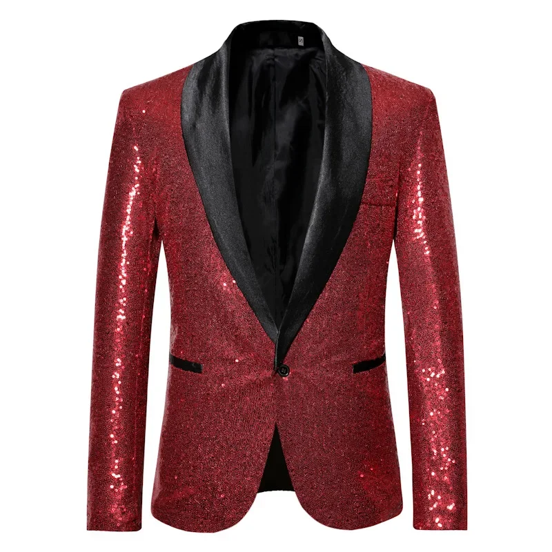 Evening Dress Sequin Blazer Suits for Mens Luxury Costume Homme Wedding Dinner Party Stage Elegant Slim Men Jaqueta Masculina