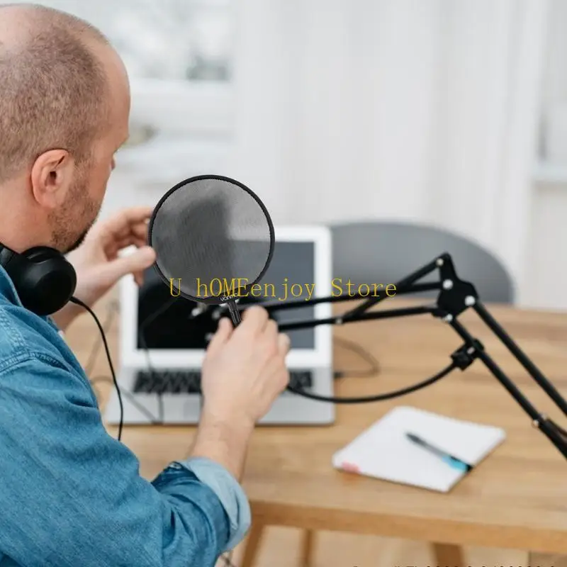 B0KF الرياح القابلة للتعديل لشاشة مع مقطع مرن 360 درجة لتسجيل الموسيقى التحدث أو الغناء التعليق الصوتي podca