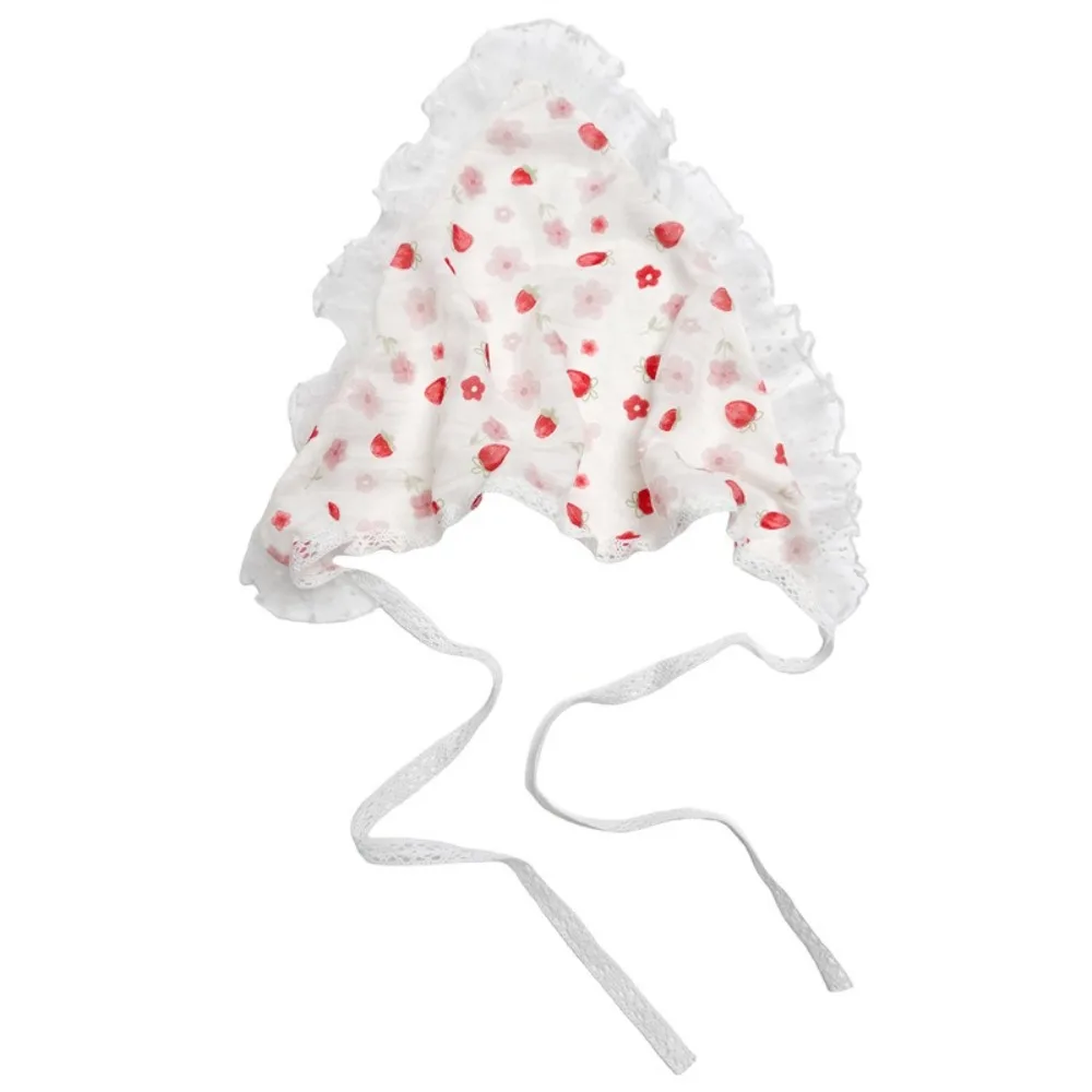 

Французский пасторальный стиль, треугольная треугольная повязка на голову, платок ручной работы с цветком из волокна Y2K, кружевной тюрбан, аксессуары для волос, пляжные аксессуары