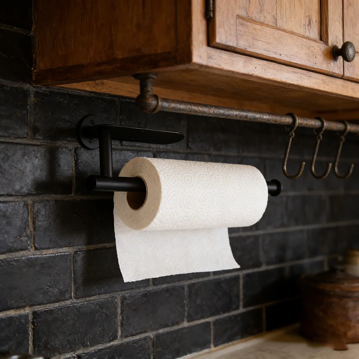 [Stock Local] Soporte Metálico para Toallas de Papel, Estante de Almacenamiento para Cocina y Baño, Organizador de Servilletas Montado en Pared o Encimera, Dorado y Negro