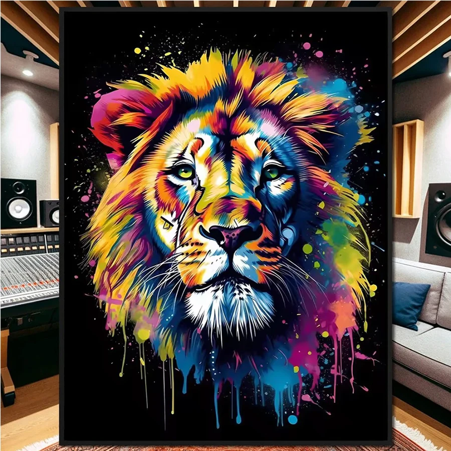 Kit de arte de diamantes 5D, arte moderno, arte de Graffiti Pop, Animal, León, bricolaje, imagen de diamante completo, artesanía de piedras preciosas, decoración para adultos
