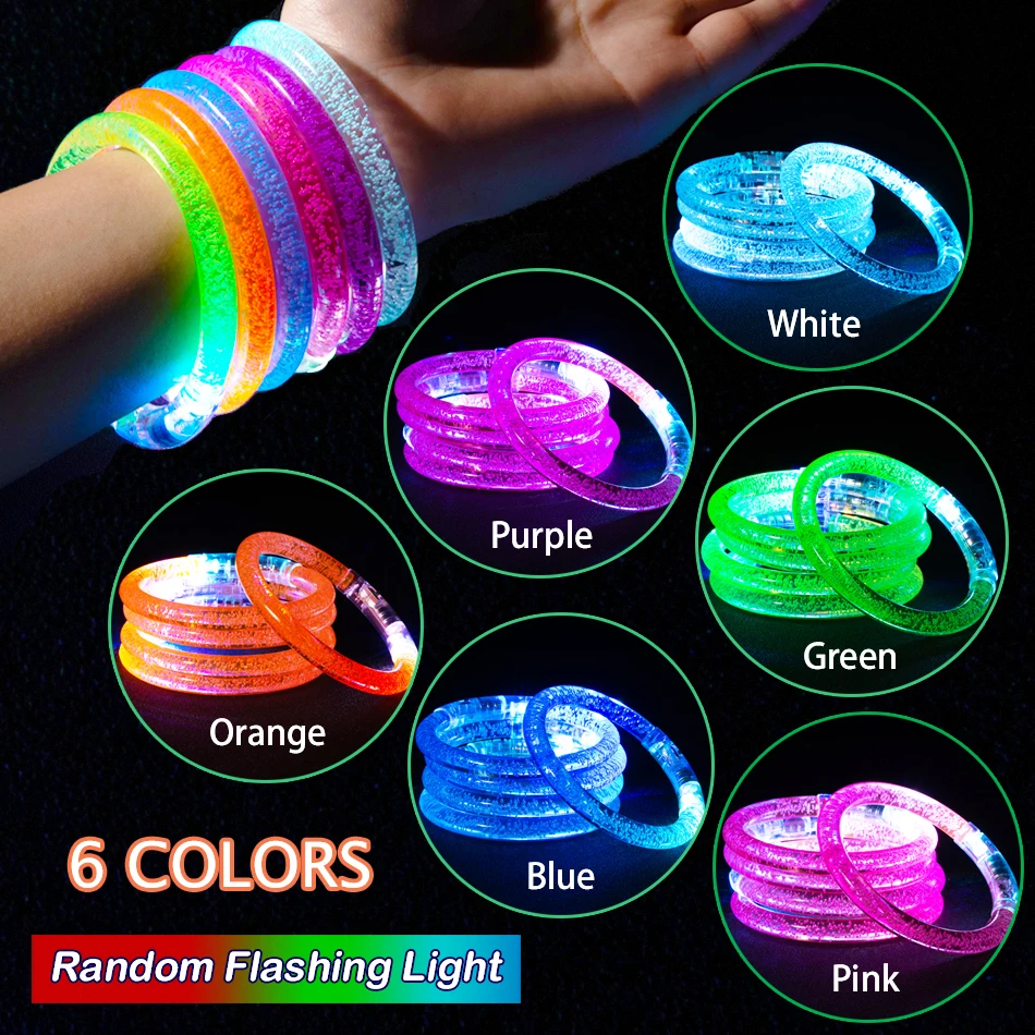 50 PCS LED Bracelets Glow Bangle Light Up Wristbands Glow in The Dark Party Supplies Neon Bracelet for Kids Adults