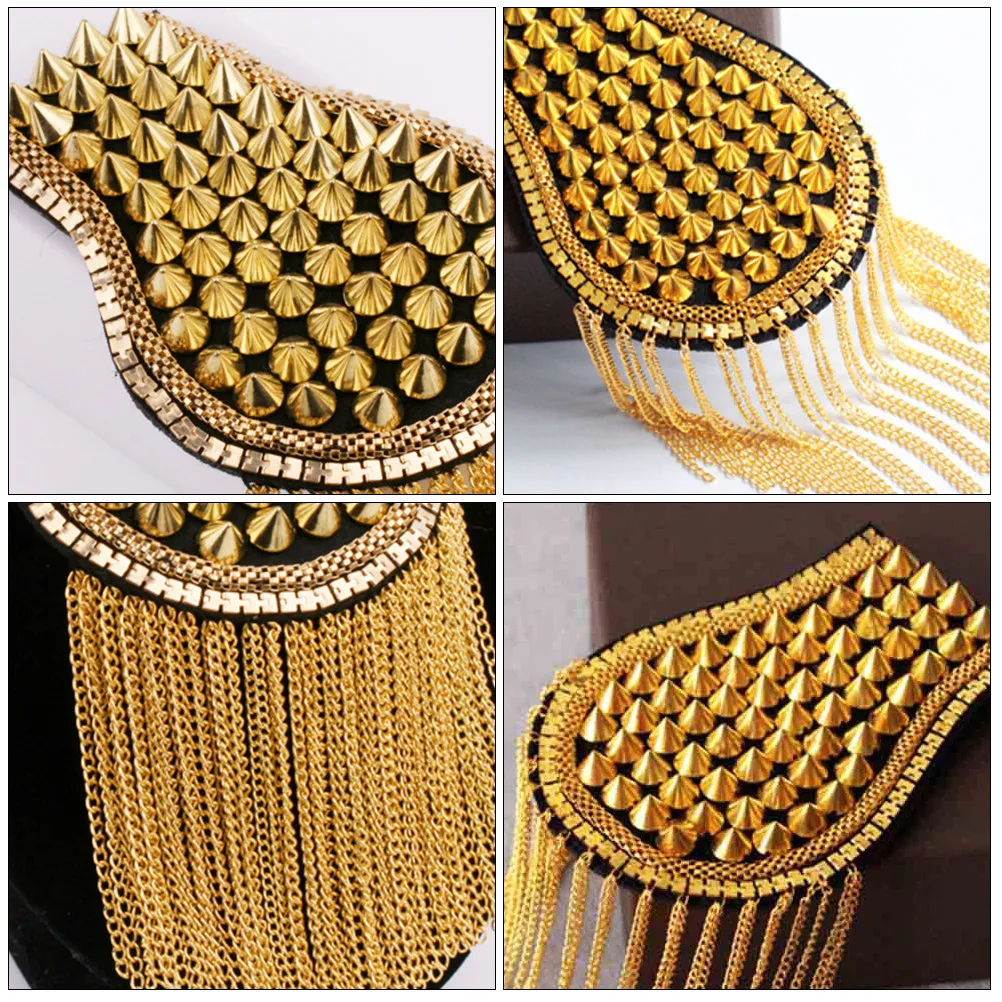 

1 Pair High Quality Tassel Epaulette Fringe Shoulder Accessories Riveted Lightweight Fashion Suit Badge Decoration Stage Costume