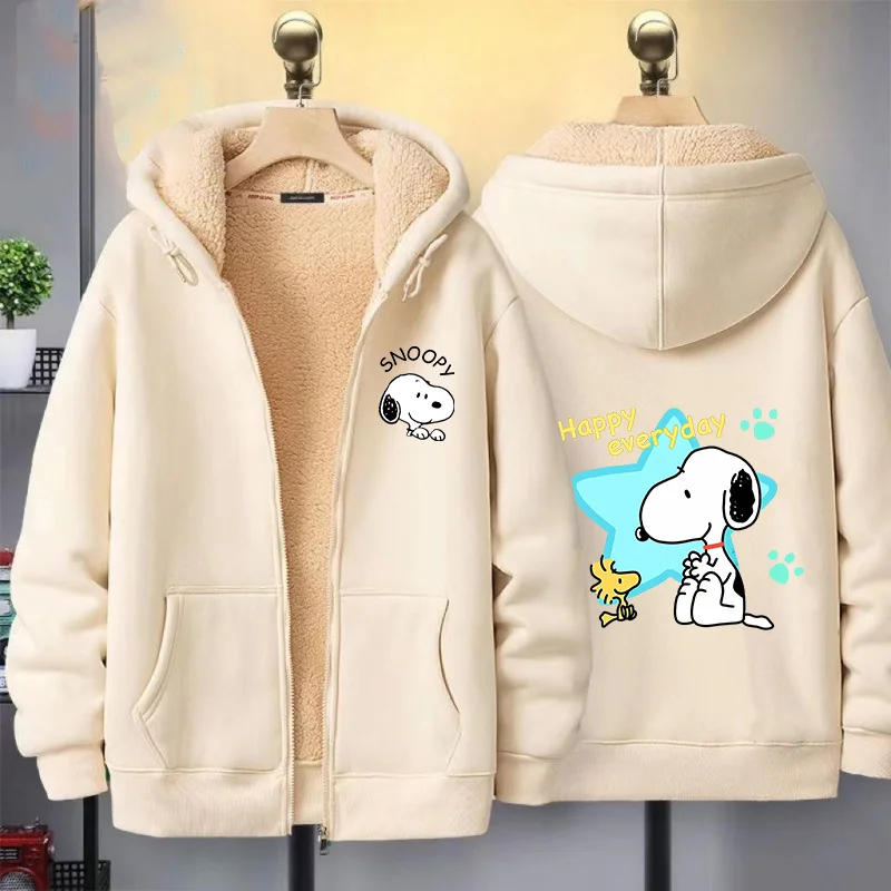 Chaqueta de Snoopys para hombre y mujer, Sudadera con capucha, abrigo polar de invierno para adulto, nueva figura de dibujos animados, ropa cálida de entretiempo, prendas de vestir exteriores, Tops