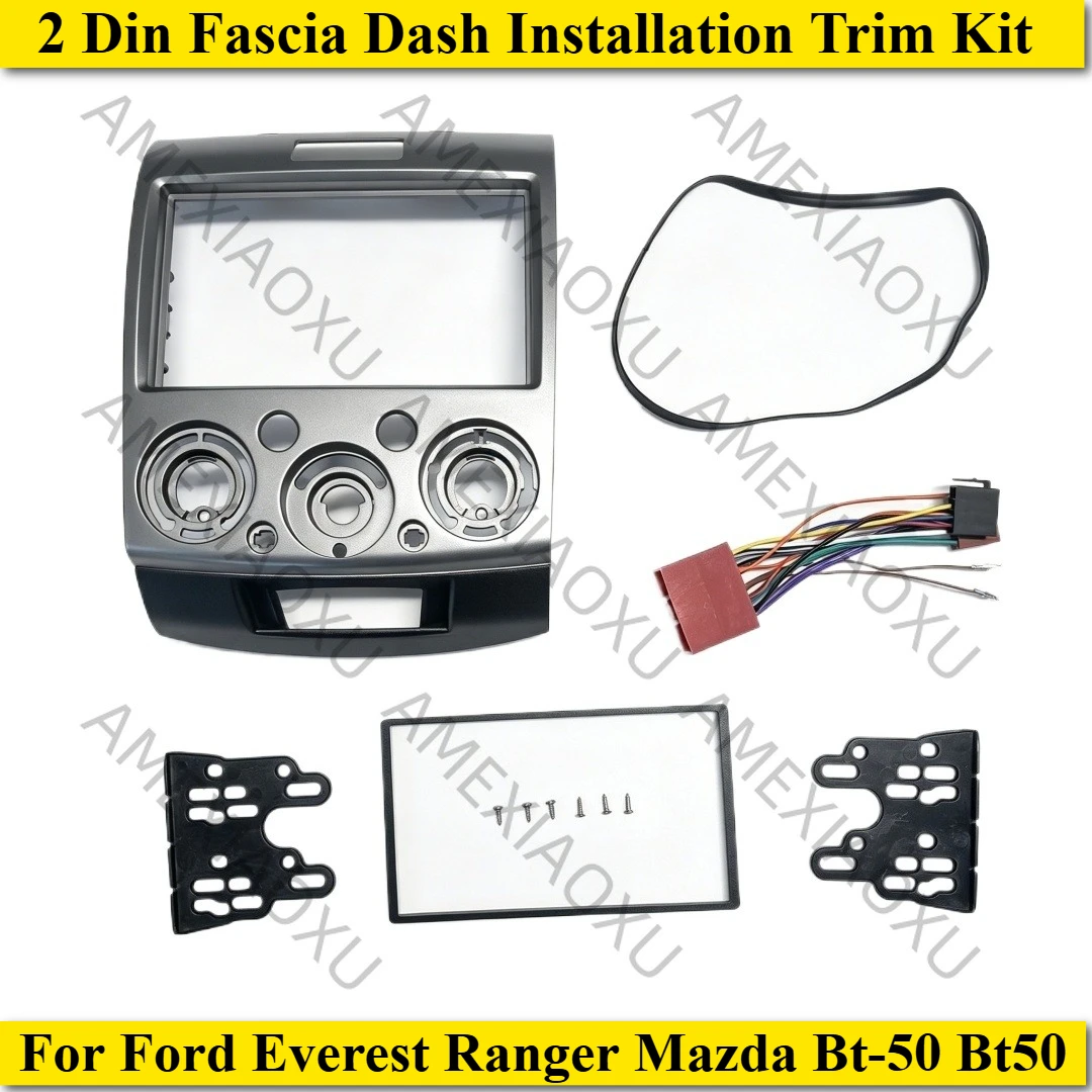AMEXIAOXU  Radio Stereo Panel For Ford Everest Ranger Mazda Bt-50 Bt50 Double 2 Din Fascia Dash Installation Trim Kit Face Plate