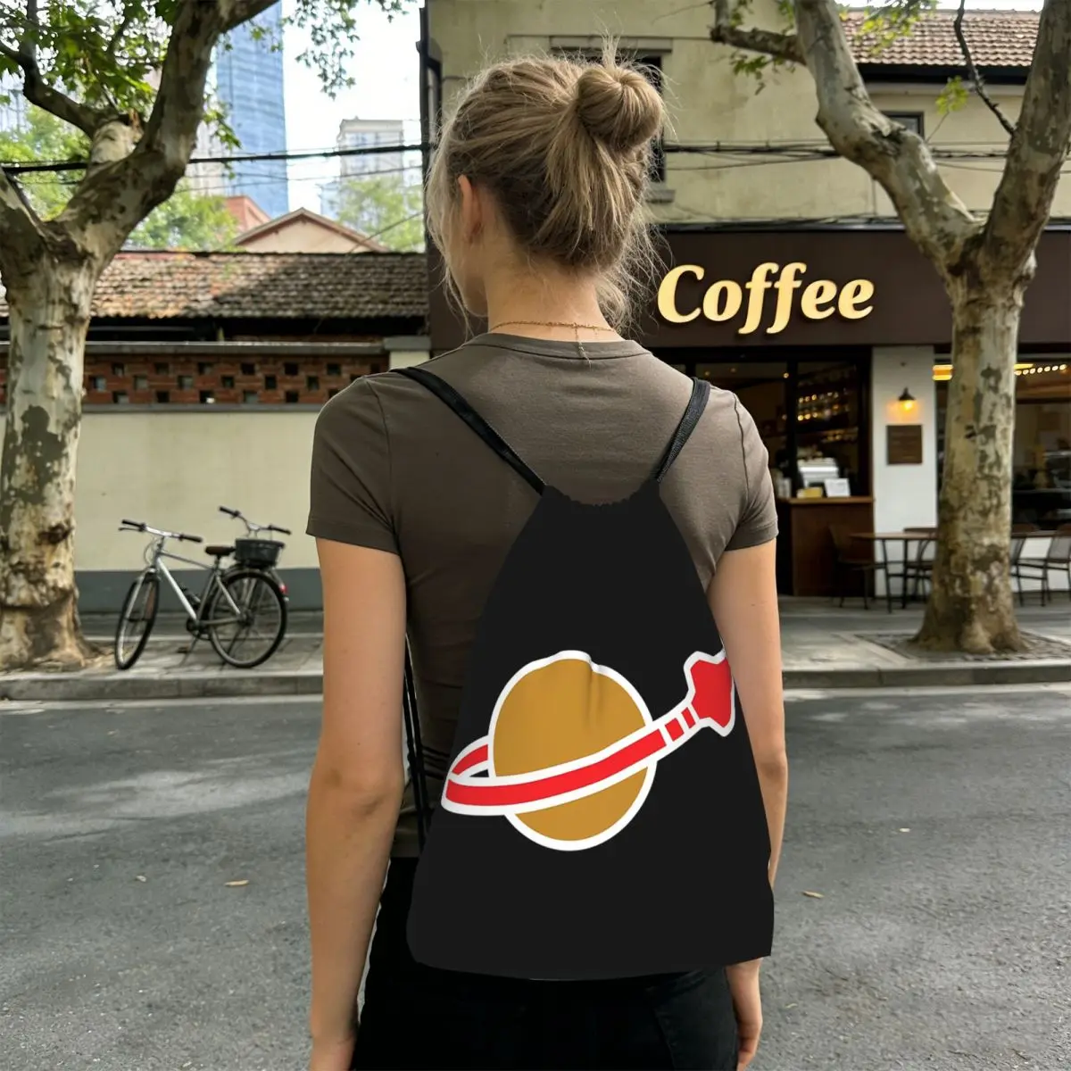 Classic Space Logo Backpacks Multi-function Drawstring Bags Sundries Bag Book Bags for Man Woman Students
