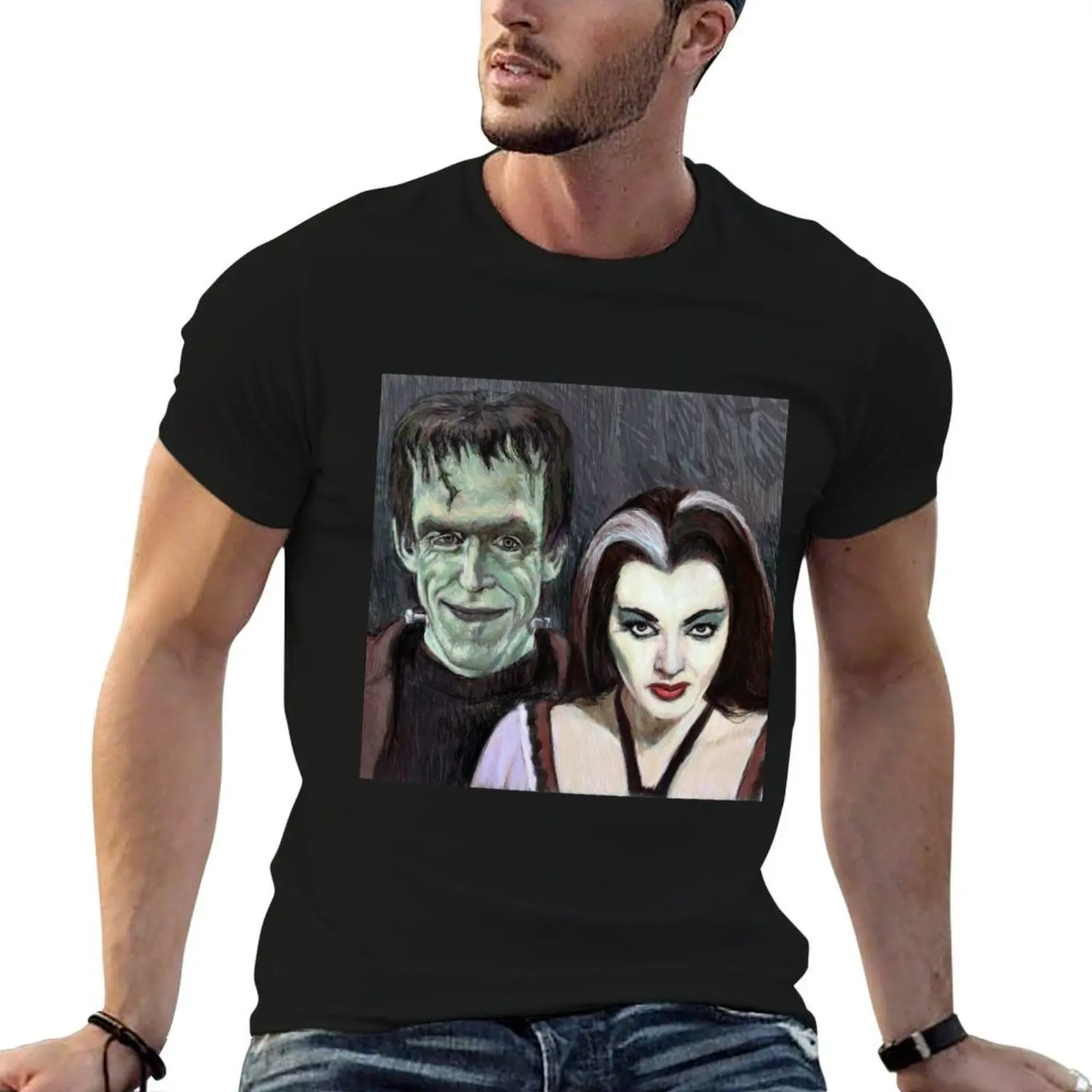 Lily and Herman Munster T-Shirt blanks gifts for boyfriend tshirts for men