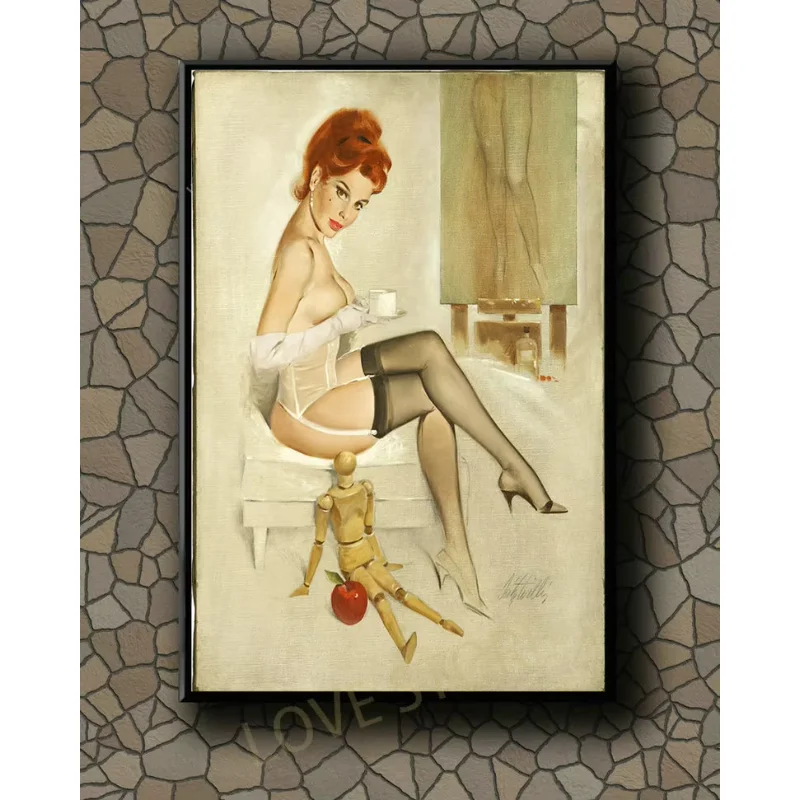 P446 Vintage Beautiful Pin-up Girl Classic Picture 590 Silk Fabric Poster Art Decor Indoor Painting Gift