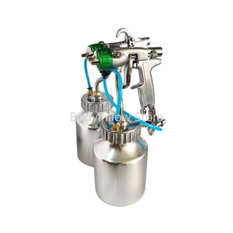 

1.3MM Nano Chrome Double Nozzle Spray Gun With Two Inner Pressurized 1L Cans Double Head Pressure Feed Paint Spraying Equipment