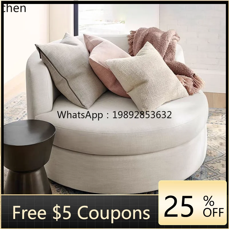 

AB Light Luxury Round Single Sofa Living Room Bedroom Rotatable Lazy Leisure Chair