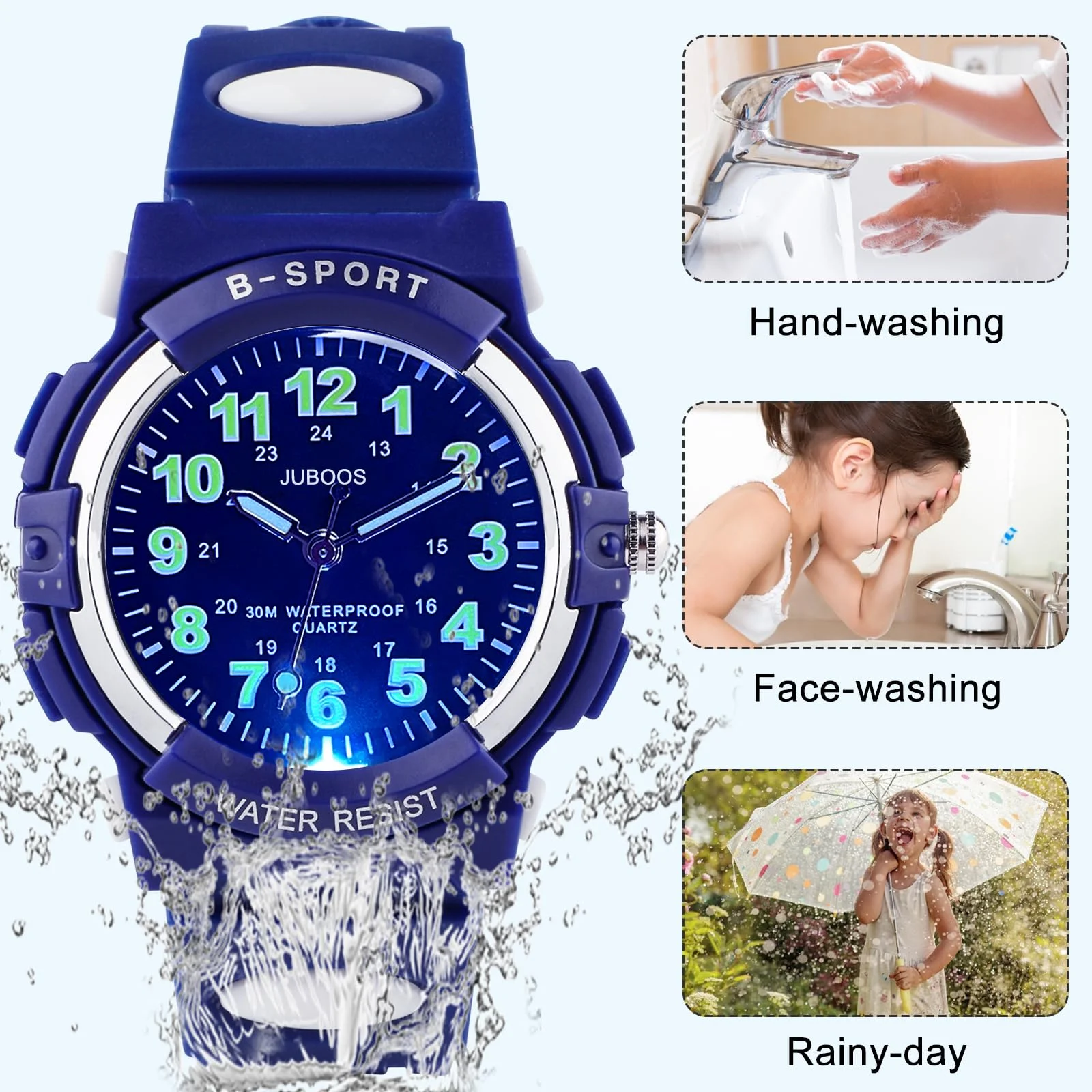 Socico Children's Watches for Boy Girl Color LED Display Digital Alarm Clock Waterproof Sports Kids Wristwatches