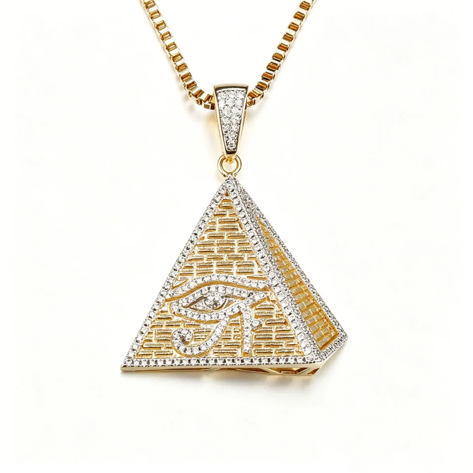 

VANAXIN Pyramid Eye of Horus Pendant Necklace Iced Out Cubic Zirconia Egyptian Symbol Hip Hop Jewelry for Men Women Amulet