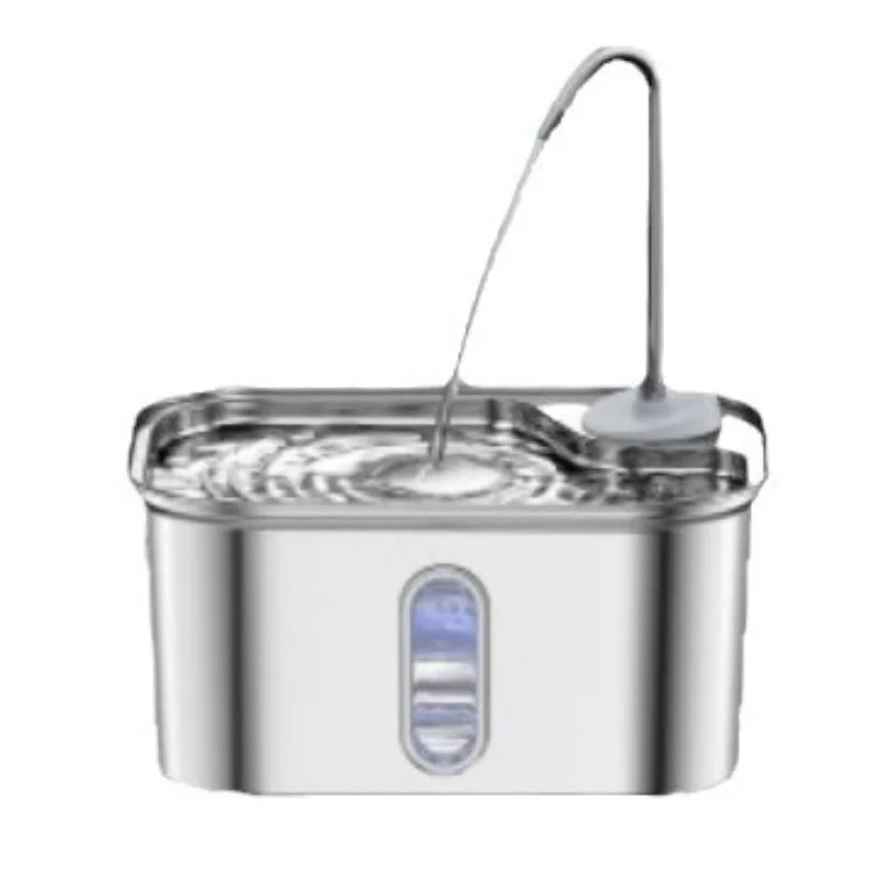 

304 Stainless Steel Pet Water Fountain Cat Dog Auto Circulating Dispenser Visible Window Quiet Pump Tap Flow Feeder 2.6L Bowl
