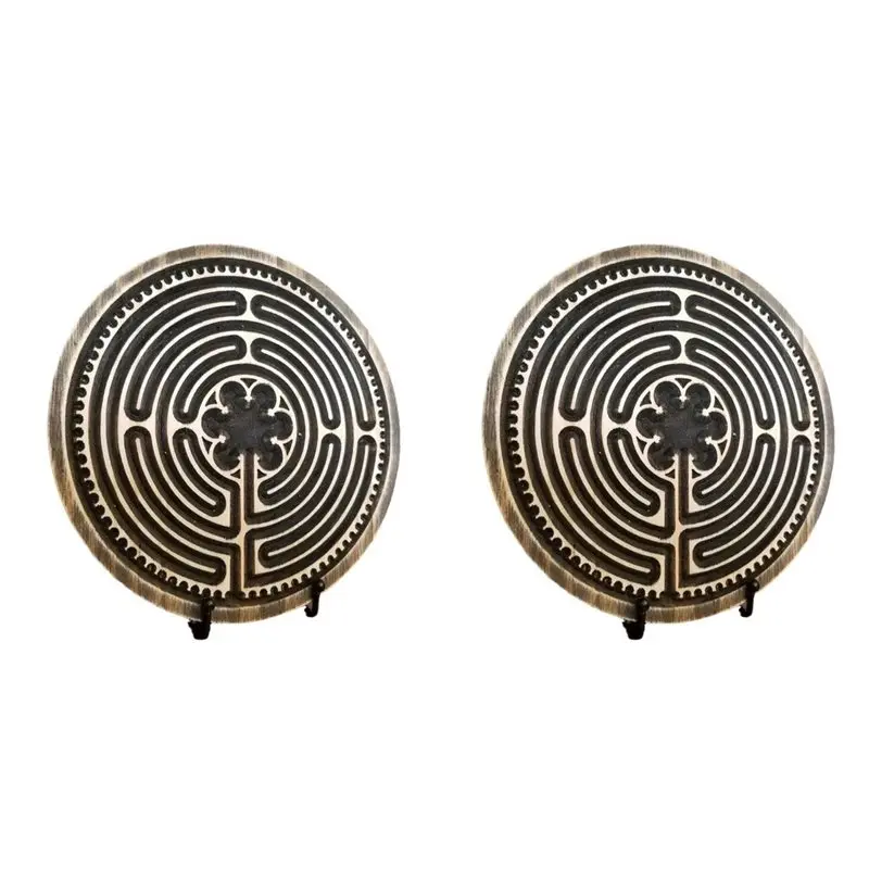 Labyrinthes en bois A53Q-2X, labyrinthes pour les doigts, pour la méditation et la prière, outil de pleine conscience en bois M