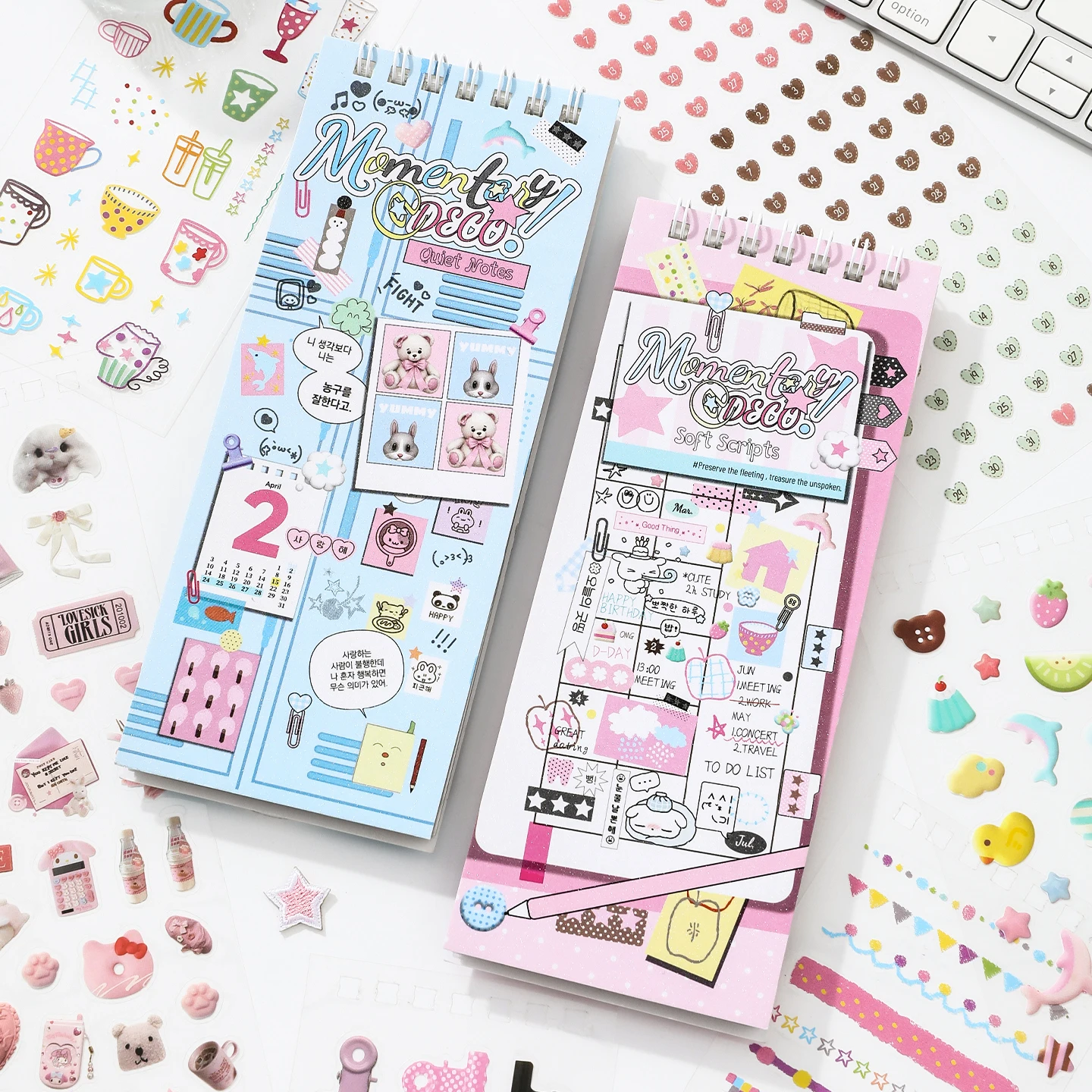 20sheets Moment Collection Kawaii Ins Small Element Label PET Die cut Sticker Book DIY Scrapbook Creative Aesthetics Stationery