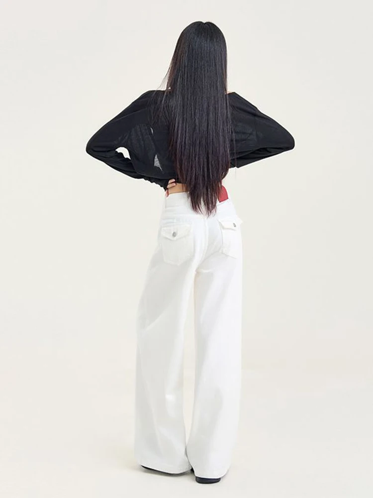

WCFCX STUDIO Wide Leg Jeans For Women's Spring Autumn 2025 New High Waisted Loose Straight Pants Baggy Denim Pants