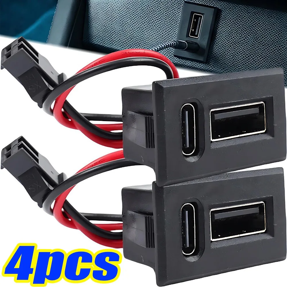 Dual Type C USB Female Port Socket 20V/ 3A Copper Cord Replacement Car Vehicle Smart Home Appliance Power Charge Data Connector