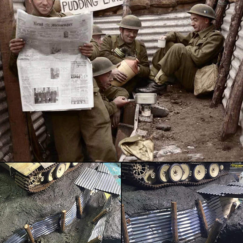 1/35 스틸 창고 주름 타일 미니어처 모래 테이블 재료 레이아웃, 하우스 디오라마 모델 조경 건물, 8 개