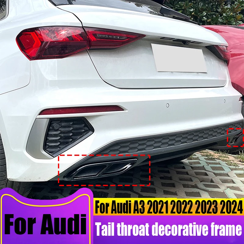 

Для Audi A3 2021 2022 2023 2024 декоративная рамка заднего горла автомобильные Внешние украшения изделия из АБС-пластика