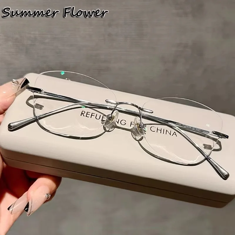 

Prescription Glasses Stylish Women Titanium Eyeglasses Frames Customize Rimless Ready Lightweight Spectacles Eyewear Men