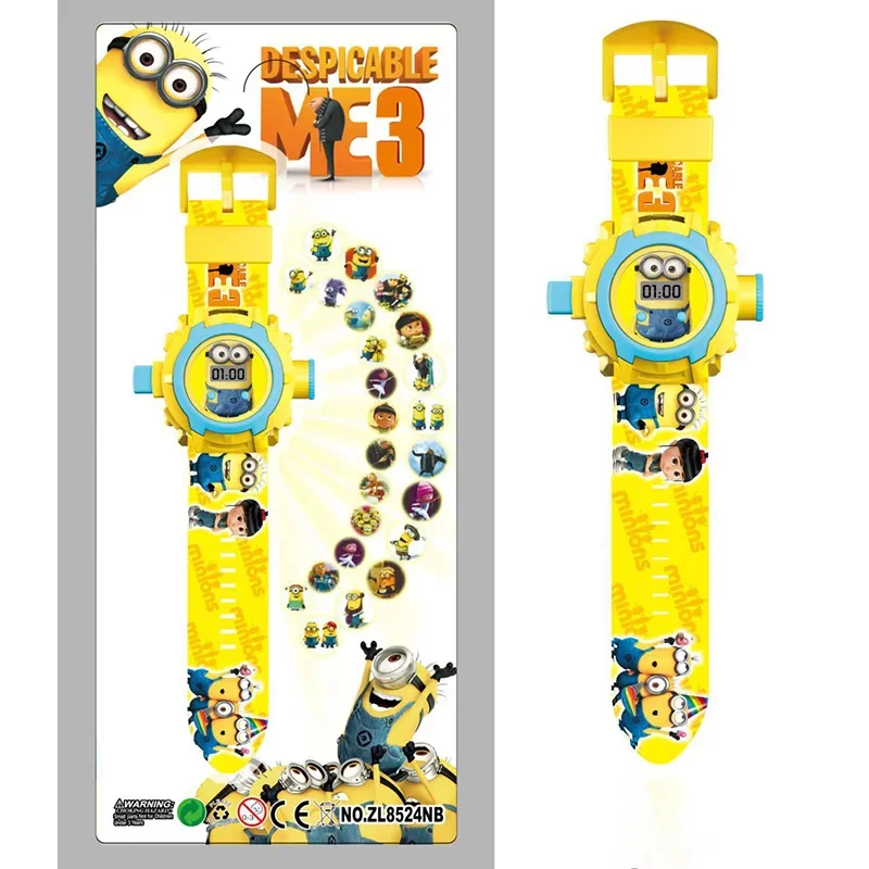 Minions Projection Wrist Watch Anime Figure Children Electronic Watch Cute Cartoon Toy Watches Kids Birthday Gift Boys and Girls