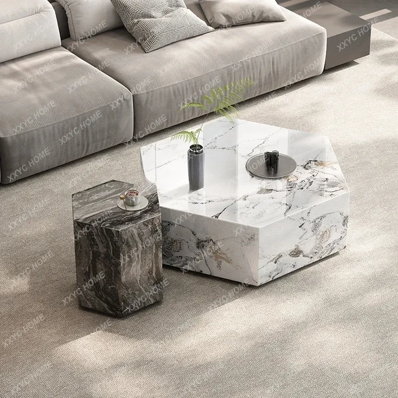 A Coffee Table Combination Living Room Simple Minimalist Modern Stone Plate Marble High-Grade Italian Style