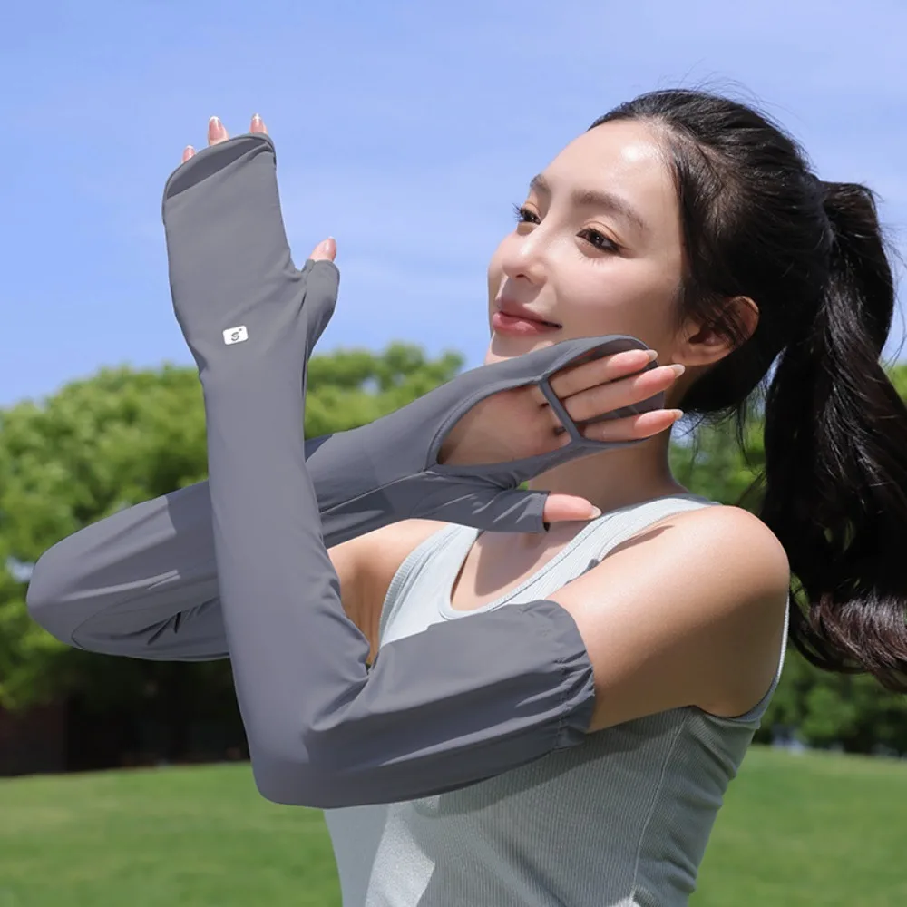 

Minimalist Protect Hand Ice Silk Sleeves Full Wrap Arm Covers Sunscreen Sleeve UV Insulation Long Cycling Sleeve Gloves Outdoor