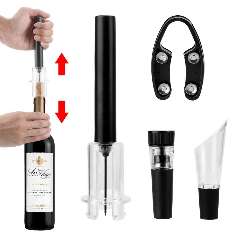Kitchen Tools Pin Type Air Pump Opener 4 piece/Set Wine Pourer Bar Accessories Air Pressure Vacuum Wine Stopper Wine Cutter