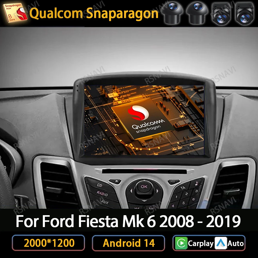 

Автомагнитола на Android 14 для Ford Fiesta Mk 6 2008 - 2019 мультимедийный видеоплеер NAVI GPS 4G WIFI CarPlay Автомагнитола QLED 2 DIN