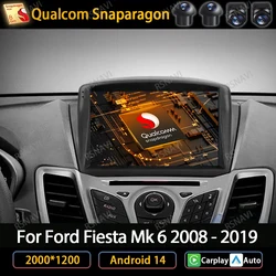 Android 14 Car Radio For Ford Fiesta Mk 6 2008 - 2019 Multimedia Video Player NAVI GPS 4G WIFI CarPlay Auto Head Unit QLED 2 DIN